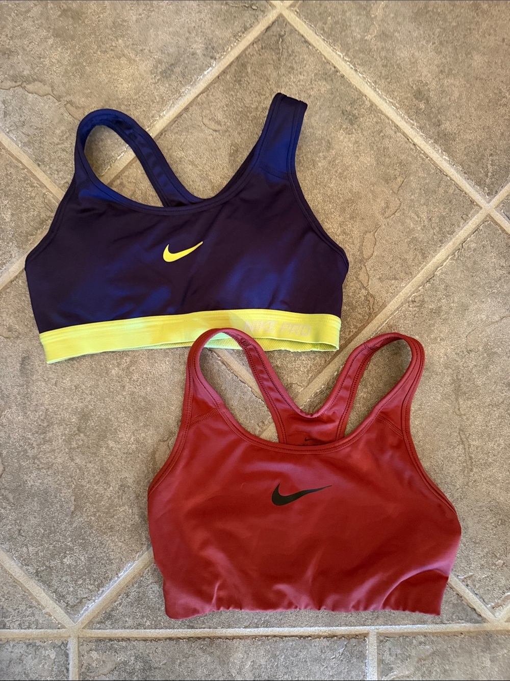 Nike Racerback Sports Bras - Purple/Yellow & Red/Black